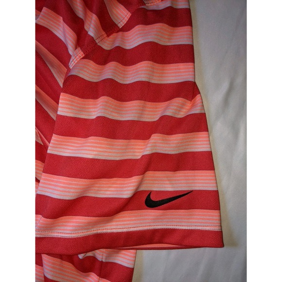 Nike‎ Golf Tour Performance Polo Shirt Size XL Dri Fit Striped Red Pink White - Picture 7 of 16